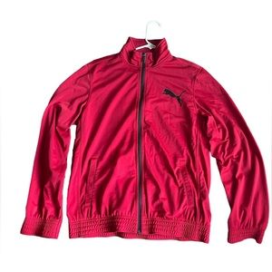 Puma Sweater Adult Large Red Black Logo Zip Outdoors Athletic Sweatshirt Mens